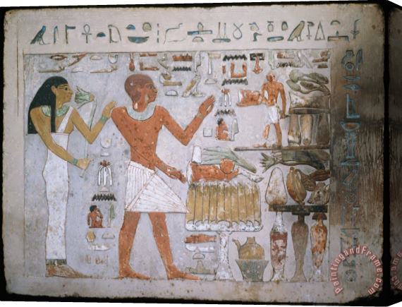 Artist, Maker Unknown, Egyptian Wall Fragment From The Tomb of Amenemhet And His Wife Hemet Stretched Canvas Painting / Canvas Art