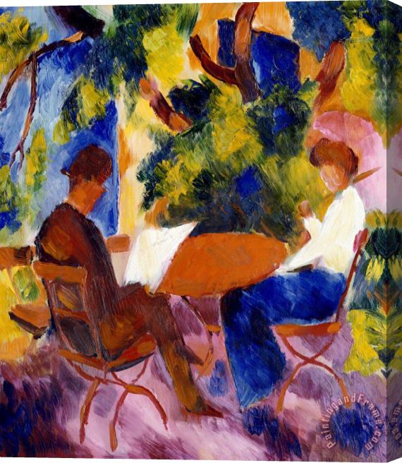August Macke At The Garden Table Stretched Canvas Painting / Canvas Art
