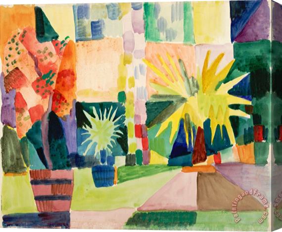 August Macke Garden on Lake Thun (pomegranate Tree And Palm in The Garden), 1914 Stretched Canvas Painting / Canvas Art