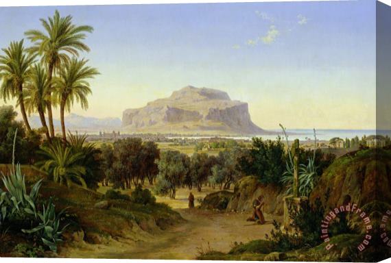 August Wilhelm Julius Ahlborn View of Palermo with Mount Pellegrino Stretched Canvas Print / Canvas Art