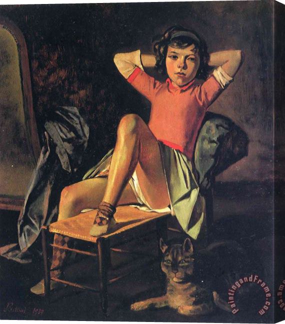 Balthasar Klossowski De Rola Balthus Girl And Cat 1937 Stretched Canvas Print / Canvas Art