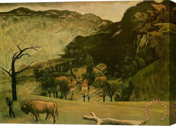 Balthasar Klossowski De Rola Balthus Landscape with Oxen 1942 Stretched Canvas Painting / Canvas Art