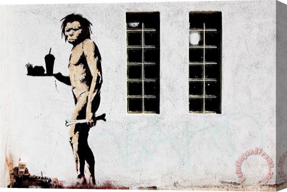 Banksy Ape Man Mcdonalds Stretched Canvas Print / Canvas Art