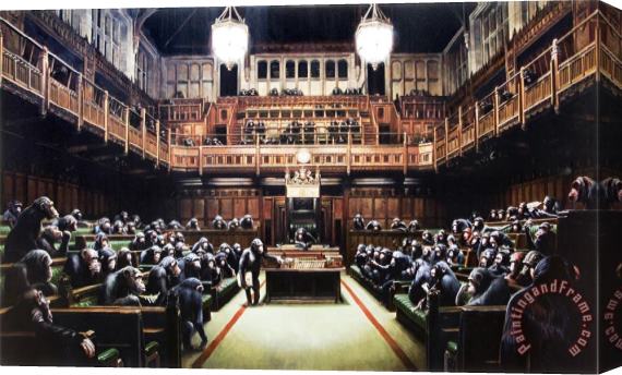 Banksy Monkey Parliament, 2009 Stretched Canvas Print / Canvas Art