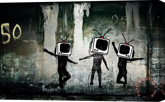 Banksy Television Tv Heads Full Stretched Canvas Print / Canvas Art
