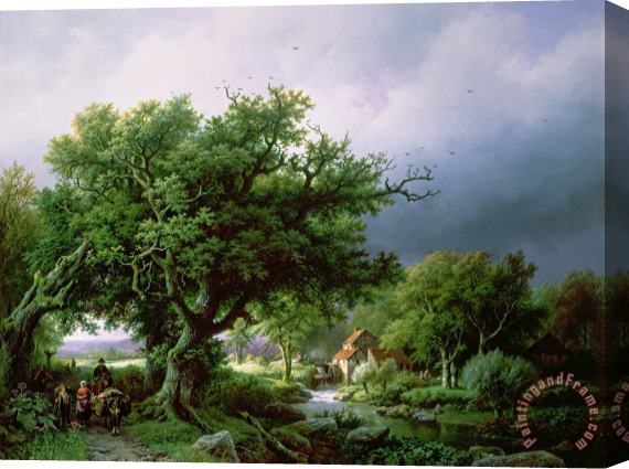 Barend Cornelis Koekkoek Landscape with a Mill Stretched Canvas Print / Canvas Art