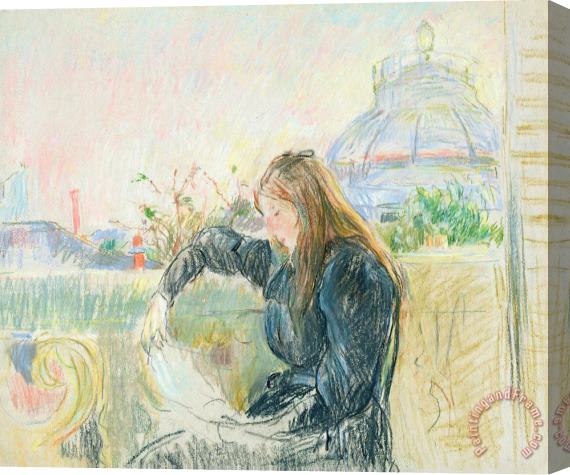 Berthe Morisot On The Balcony Stretched Canvas Print / Canvas Art