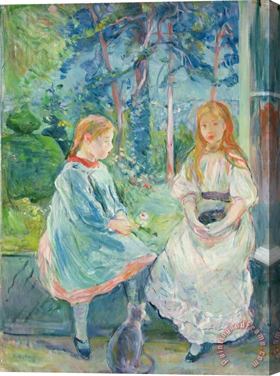 Berthe Morisot Young Girls at the Window Stretched Canvas Painting / Canvas Art