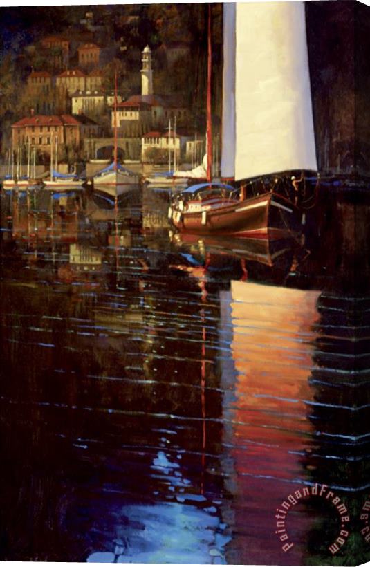 brent lynch Lake Como Sunset Sail Stretched Canvas Print / Canvas Art