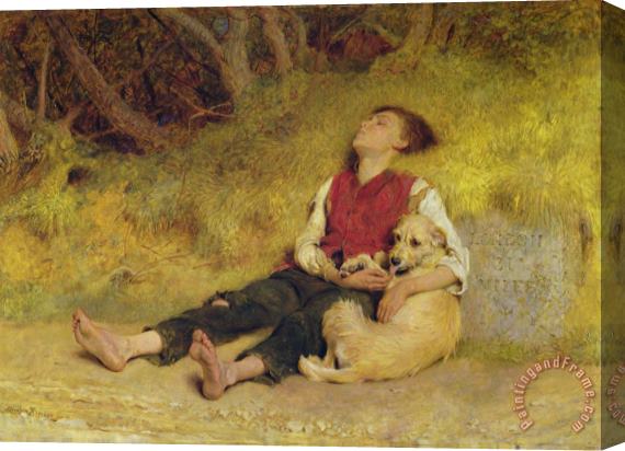 Briton Riviere His Only Friend Stretched Canvas Painting / Canvas Art