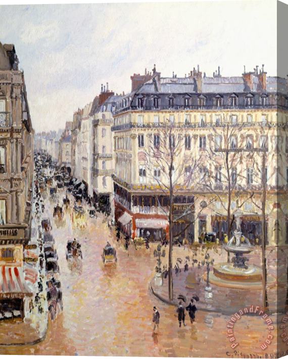 Camille Pissarro Rue Saint Honore Afternoon Rain Effect Stretched Canvas Print / Canvas Art