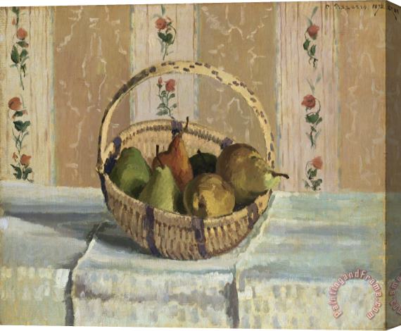 Camille Pissarro Still Life: Apples And Pears in a Round Basket (nature Morte: Pommes Et Poires Dans Un Panier Rond) Stretched Canvas Painting / Canvas Art