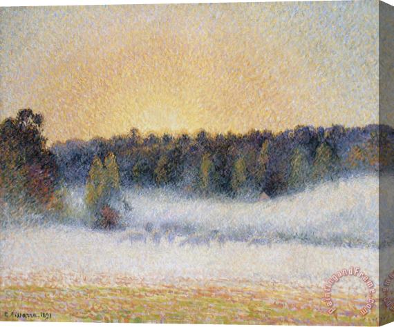 Camille Pissarro Sunset And Fog, Eragny Stretched Canvas Painting / Canvas Art