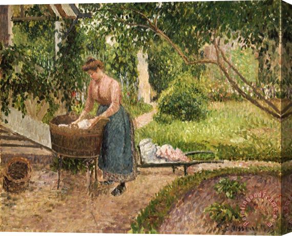 Camille Pissarro Washerwoman at Eragny Stretched Canvas Print / Canvas Art