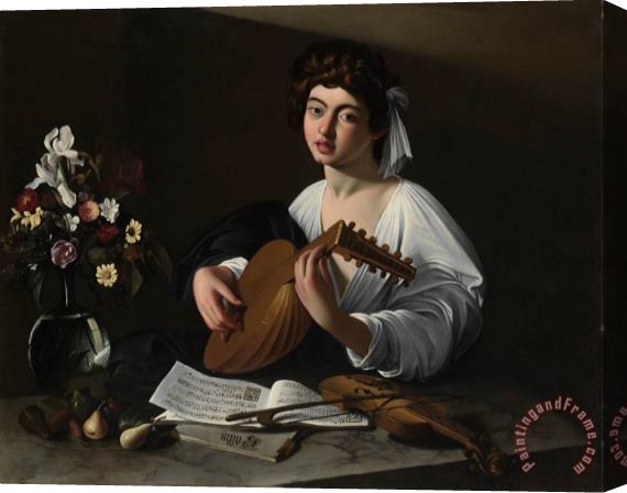 Caravaggio Apollo The Lute Player Stretched Canvas Painting / Canvas Art