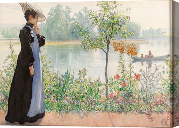 Carl Larsson Karin by The Shore Stretched Canvas Painting / Canvas Art