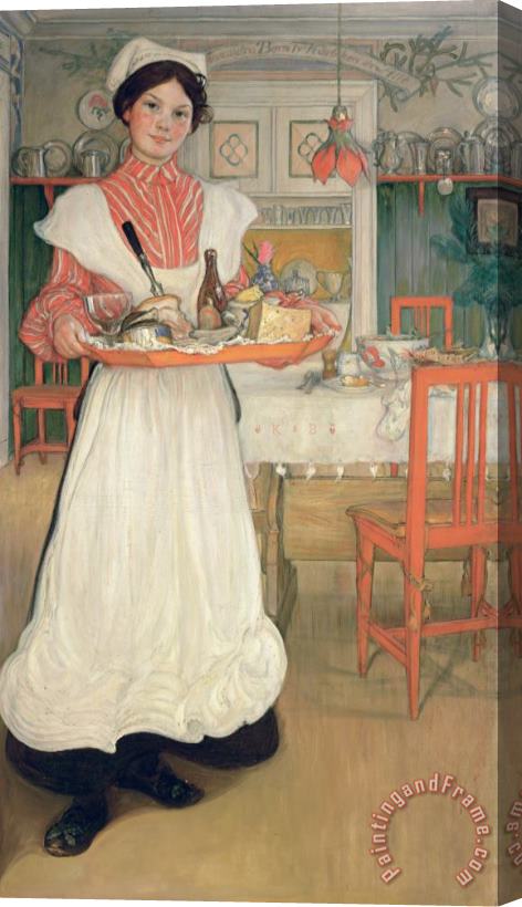Carl Larsson Martina Carrying Breakfast On A Tray Stretched Canvas Print / Canvas Art
