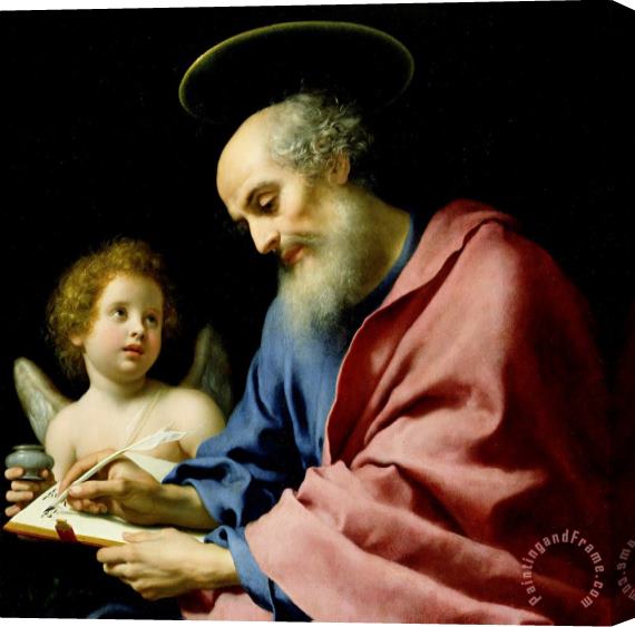 Carlo Dolci St. Matthew Writing His Gospel Stretched Canvas Painting / Canvas Art