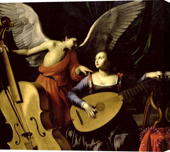Carlo Saraceni Saint Cecilia And The Angel Stretched Canvas Painting / Canvas Art