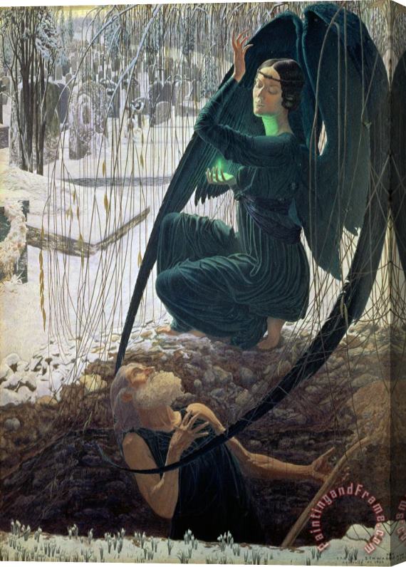 Carlos Schwabe The Death and the Gravedigger Stretched Canvas Print / Canvas Art