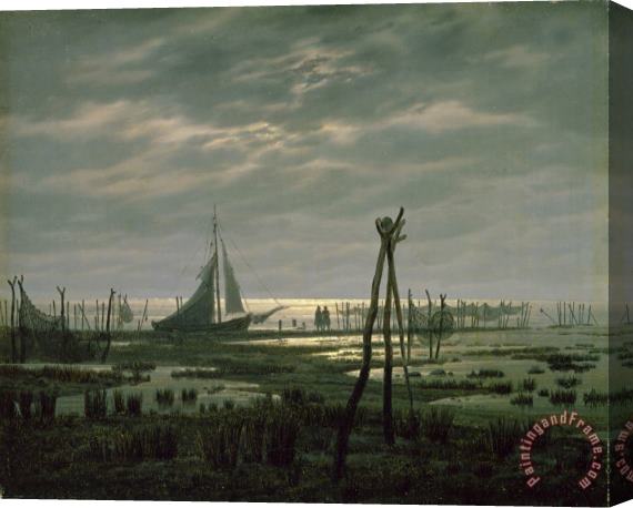 Caspar David Friedrich Marshy Beach (oil on Canvas) Stretched Canvas Painting / Canvas Art