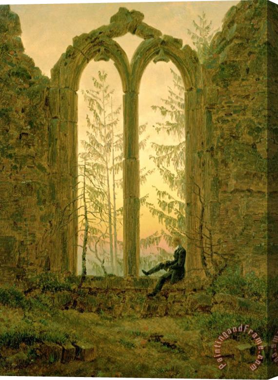 Caspar David Friedrich Ruins of The Oybin Monastery (the Dreamer) Stretched Canvas Painting / Canvas Art
