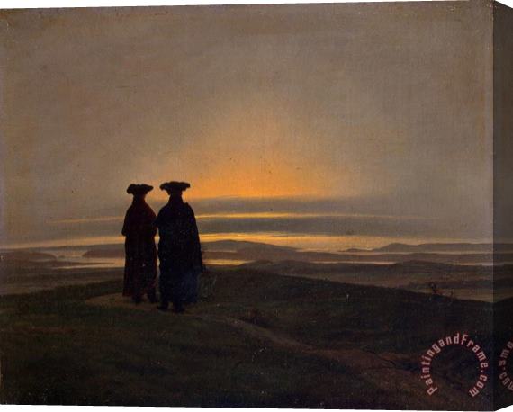 Caspar David Friedrich Sunset (brothers) Stretched Canvas Painting / Canvas Art