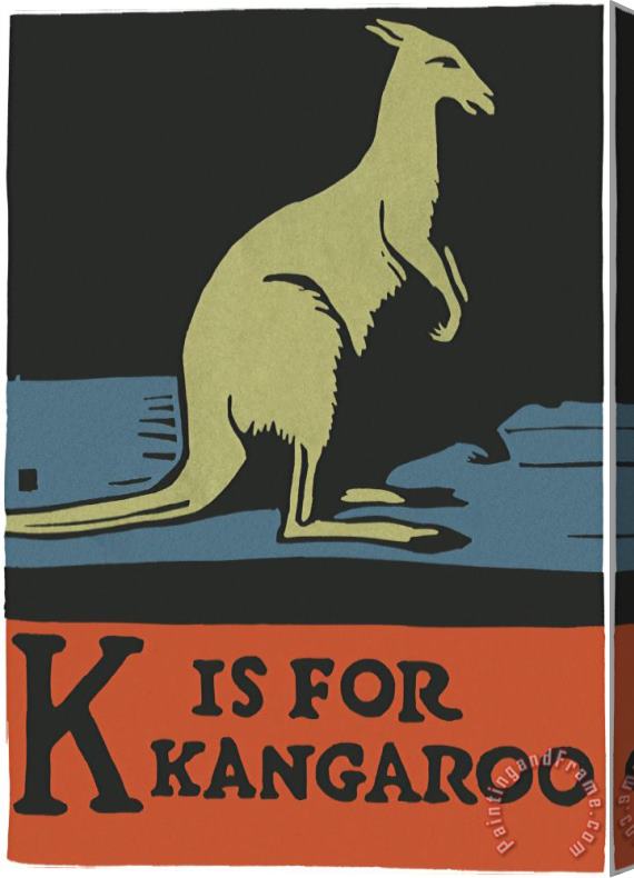 C.B. Falls Alphabet: K Is for Kangaroo Stretched Canvas Print / Canvas Art