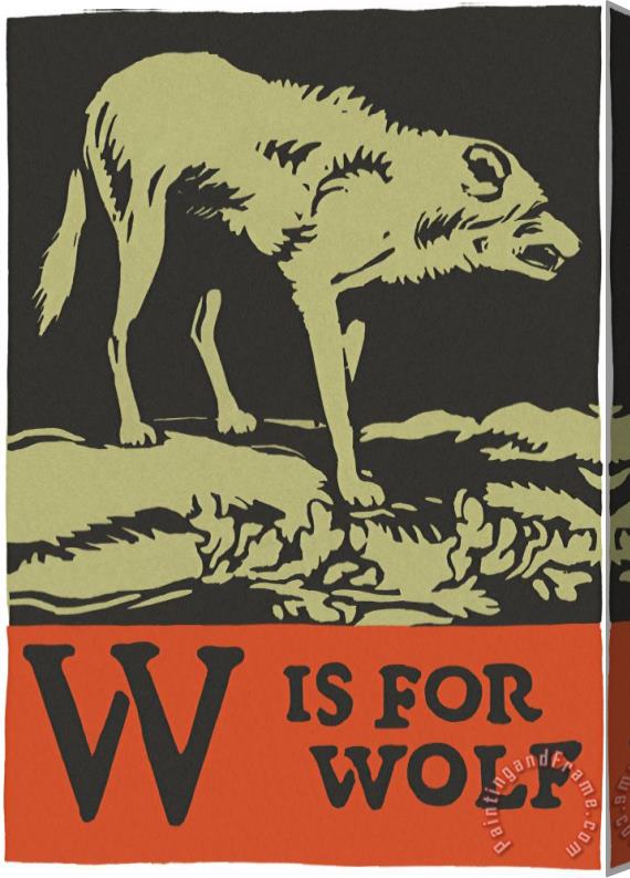 C.B. Falls Alphabet: W Is for Wolf Stretched Canvas Print / Canvas Art