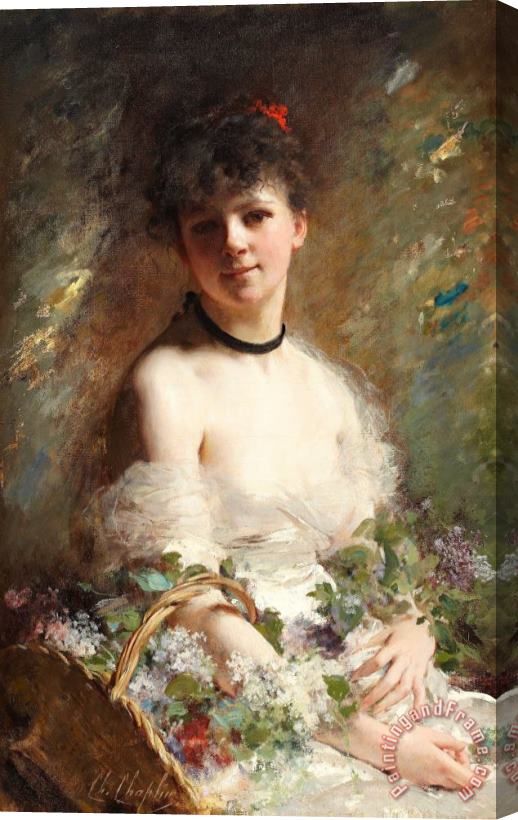 Charles Chaplin Young Woman with Flower Basket Stretched Canvas Painting / Canvas Art
