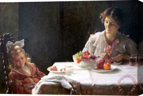 Charles Courtney Curran Breakfast for Three Stretched Canvas Print / Canvas Art