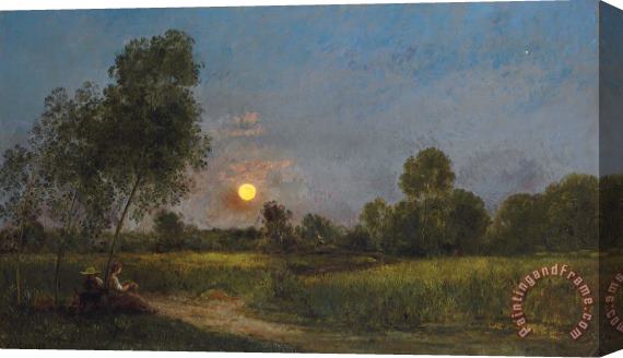 Charles Francois Daubigny Moonrise Stretched Canvas Print / Canvas Art