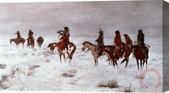 Charles Marion Russell 'Lost in a Snow Storm - We Are Friends' Stretched Canvas Painting / Canvas Art