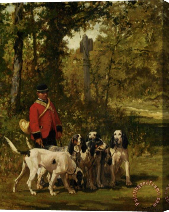 Charles Olivier De Penne A Huntmaster with His Dogs Stretched Canvas Print / Canvas Art