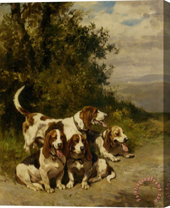 Charles Olivier De Penne Hunting with Dogs on a Forest Path Stretched Canvas Painting / Canvas Art
