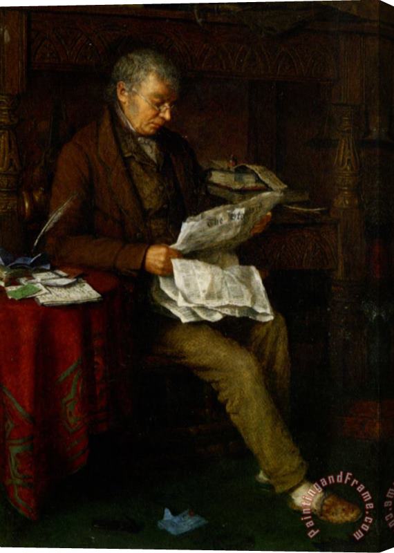 Charles Spencelayh Reading The Standard Stretched Canvas Print / Canvas Art