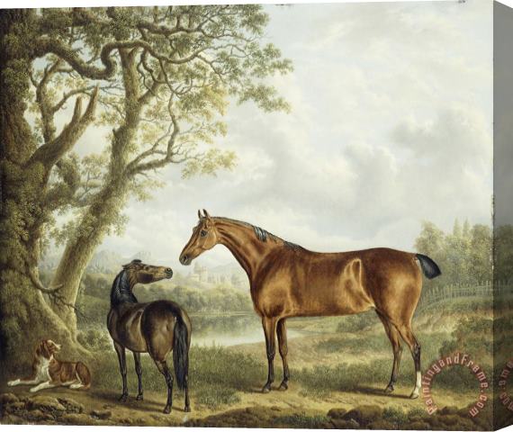 Charles Towne Hunters And a Spaniel in an Extensive Landscape Stretched Canvas Print / Canvas Art