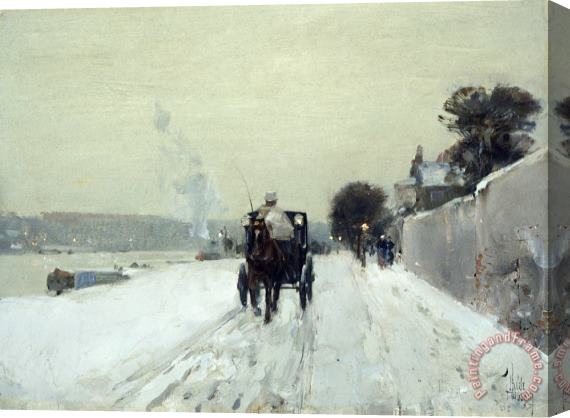 Childe Hassam Along The Seine, Winter Stretched Canvas Print / Canvas Art