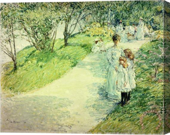 Childe Hassam Promenaders in The Garden 1898 Stretched Canvas Painting / Canvas Art
