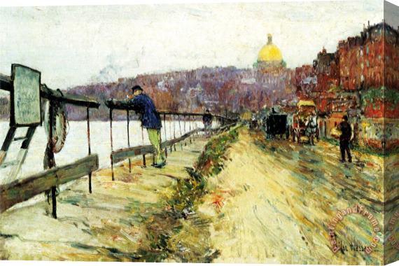 Childe Hassam River And Beacon Hill Stretched Canvas Print / Canvas Art