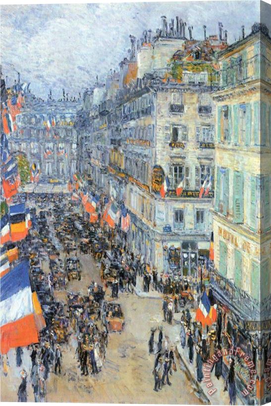 Childe Hassam The 14th July Rue Daunou Stretched Canvas Print / Canvas Art
