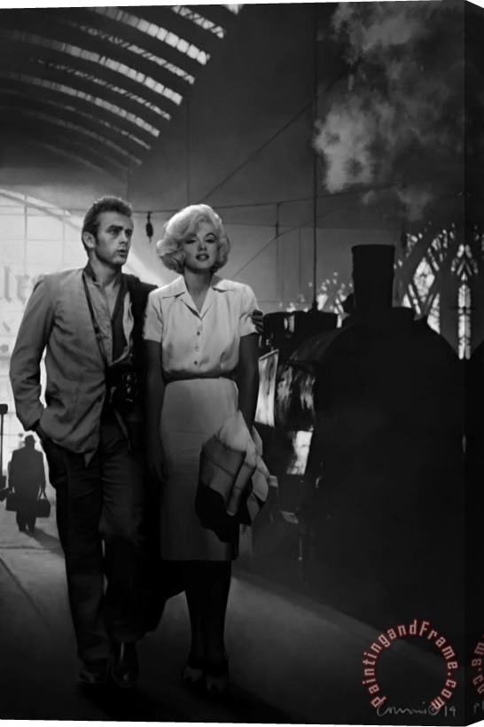 chris consani James Dean And Marilyn at The Station Stretched Canvas Painting / Canvas Art