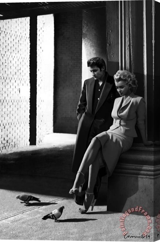 chris consani Marilyn And Elvis on The Street Corner Stretched Canvas Print / Canvas Art