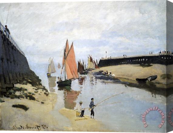 Claude Monet Breakwater At Trouville Stretched Canvas Print / Canvas Art