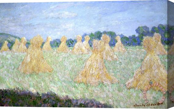 Claude Monet Haystacks The young Ladies of Giverny Sun Effect Stretched Canvas Painting / Canvas Art