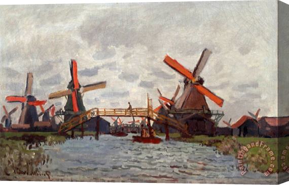 Claude Monet Mills at Westzijderveld Near Zaandam Stretched Canvas Print / Canvas Art