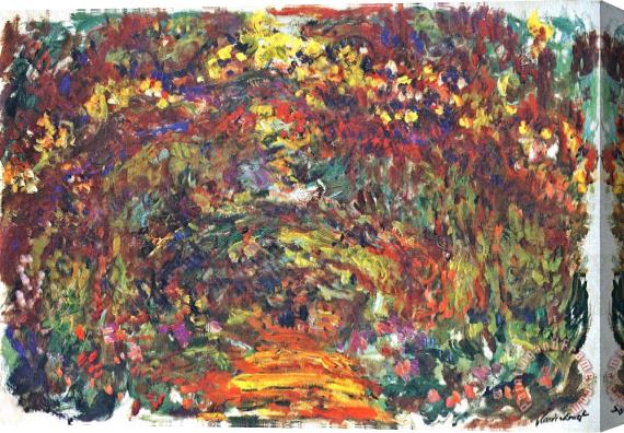 Claude Monet Path Under The Rose Trellises Giverny Stretched Canvas Painting / Canvas Art