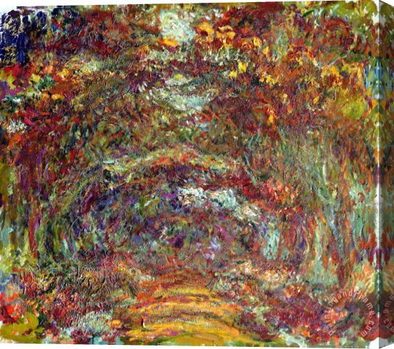 Claude Monet The Rose Path Giverny Stretched Canvas Print / Canvas Art