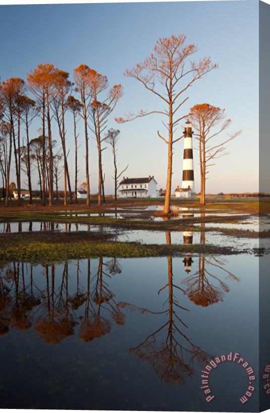 Collection 3 Bodie Island Lighthouse OBX Golden Sunset Reflections Stretched Canvas Print / Canvas Art