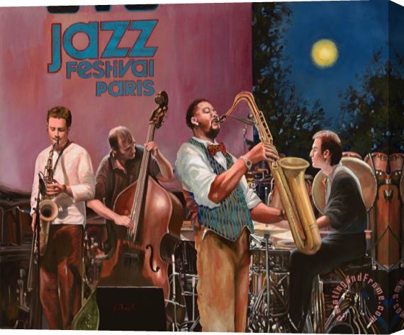 Collection 7 jazz festival in Paris Stretched Canvas Print / Canvas Art